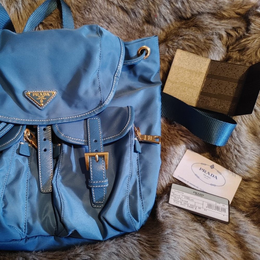 Prada re-nylon backpack cobalt blue